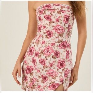 NEW Altar’d State Sz Large Floral Pink Strapless Dress